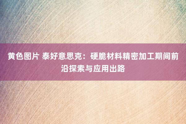 黄色图片 泰好意思克：硬脆材料精密加工期间前沿探索与应用出路