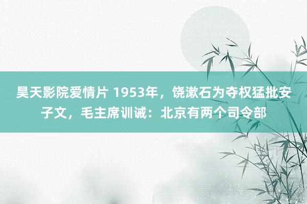 昊天影院爱情片 1953年，饶漱石为夺权猛批安子文，毛主席训诫：北京有两个司令部