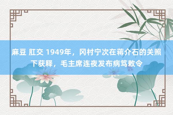 麻豆 肛交 1949年，冈村宁次在蒋介石的关照下获释，毛主席连夜发布病笃敕令