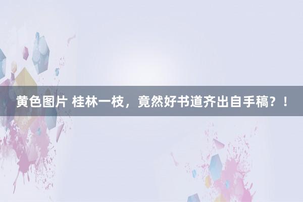 黄色图片 桂林一枝，竟然好书道齐出自手稿？！