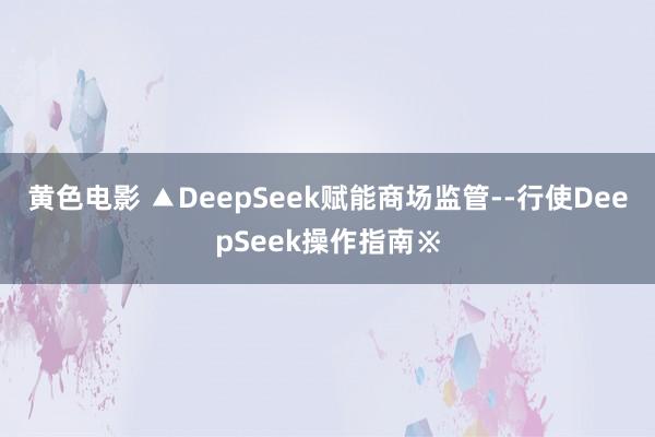 黄色电影 ▲DeepSeek赋能商场监管--行使DeepSeek操作指南※
