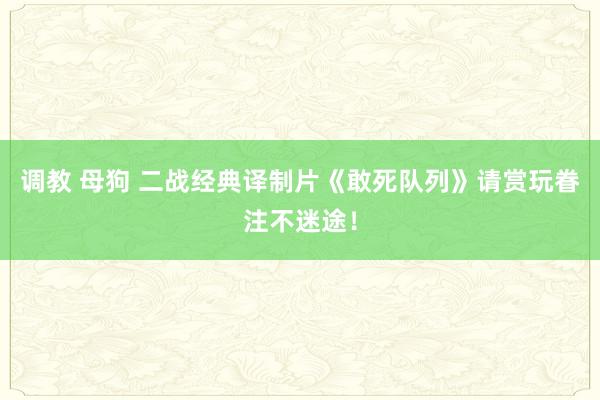 调教 母狗 二战经典译制片《敢死队列》请赏玩眷注不迷途！