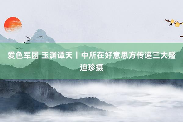 爱色军团 玉渊谭天丨中所在好意思方传递三大蹙迫珍摄