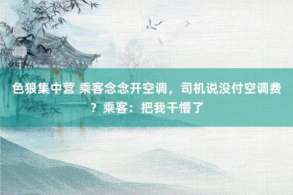 色狼集中营 乘客念念开空调，司机说没付空调费？乘客：把我干懵了